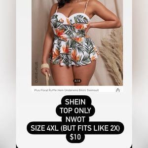 Shein 4X swim tank (top) NWOT